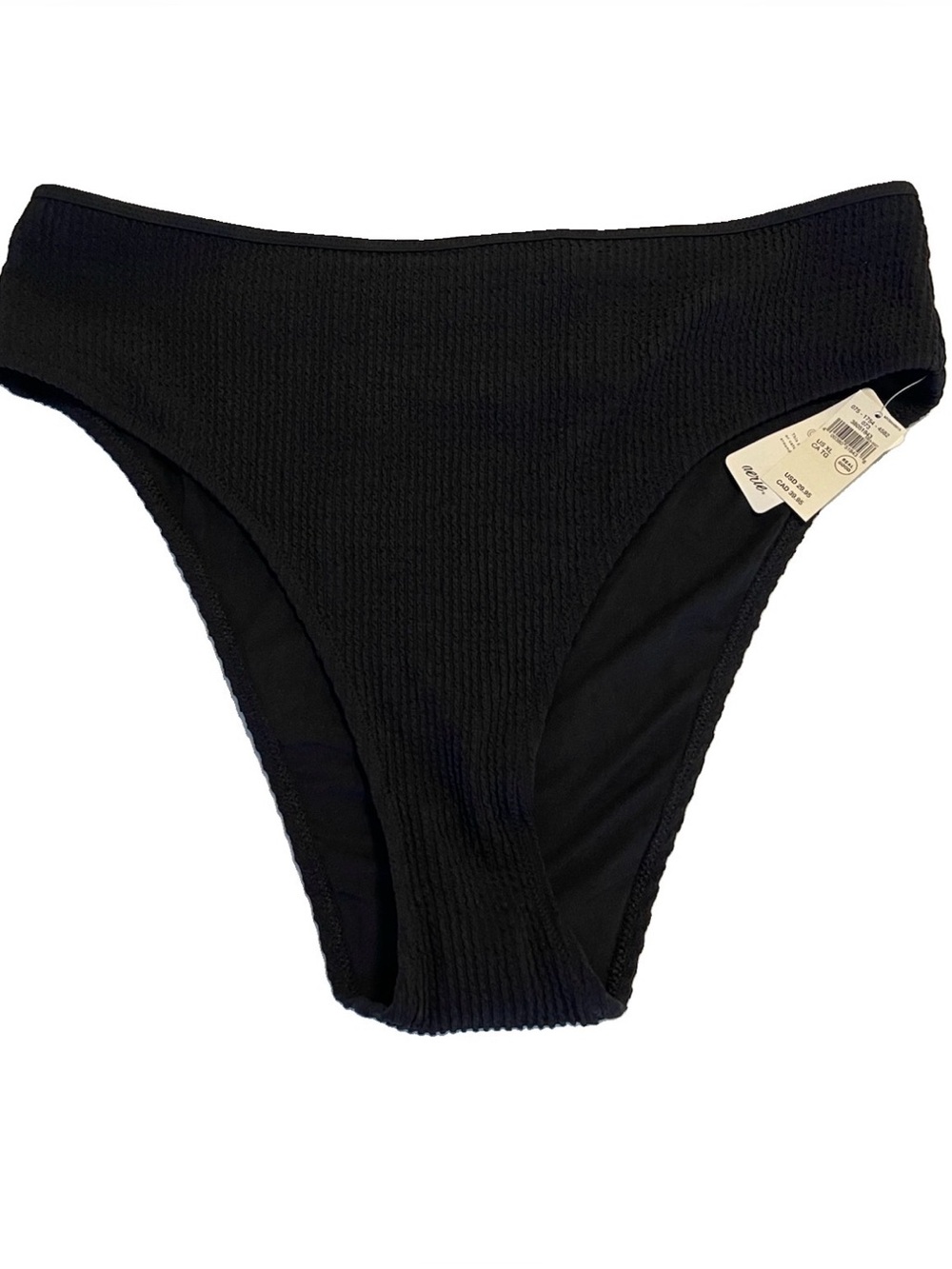 Aerie Bikini Bottom XL Black NWT Textured High Cut Cheeky